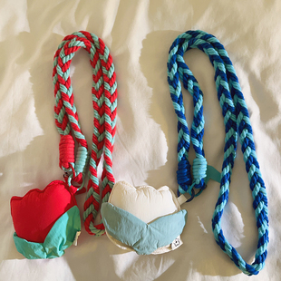 潮款小清新收纳胖胖郁金香花朵学生包挂件尼龙编织挂绳适用于手机壳百搭ins女款户外防丢斜跨ccd便携侧身挂脖