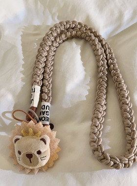 动漫立体卡通公仔狮子头挂饰斜跨尼龙长绳适用手机壳DIY手机配饰防丢防摔便携侧背挂绳挂脖可爱女款ccd侧背带