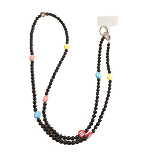 日韩ins手工串珠M豆彩色珠珠链条手环适用手机壳创意diy手机挂链斜跨长绳便携背带挂脖腕带钥匙扣挂饰男女款