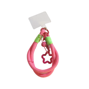 创意ins立体五角星铃铛挂饰编织手工尼龙手链适用于手机壳日韩DIY手机挂绳少女心防摔钥匙扣便携腕带手环手绳