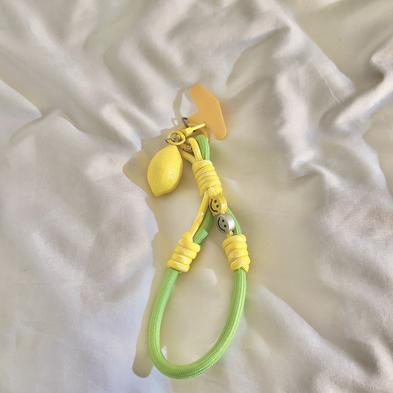仿真柠檬吊坠挂件编织尼龙手绳