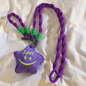 结实挂绳便携侧背网红女款 创意百搭ins立体紫色星星包编织长绳适用手机壳潮流个性 手机配饰CCD相机拍立得短款