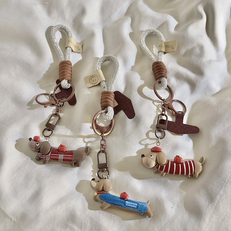 复古立体腊肠狗编织手绳适用于手机壳DIY手机配饰便携汽车钥匙扣耳机卡通可爱吊坠挂饰趣味ins少女心手机挂绳,3C数码配件,手机挂件/手机链,淘宝优惠券,粉丝福利购,淘宝优惠卷