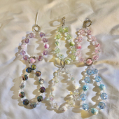 小清新ins玫瑰花无花果珠珠手环带夹片手链条手工串珠链手机链钥匙扣便携防丢挂绳手绳短款 挂件手环日韩女款