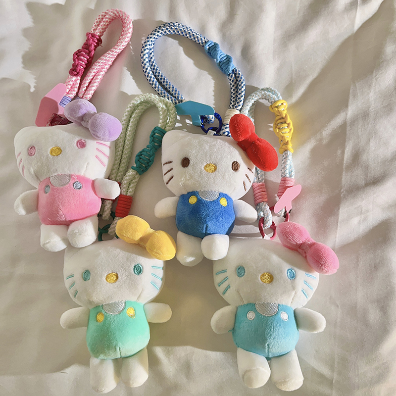 大KT猫公仔挂件短款手绳适用于手机壳日韩动漫可爱玩偶学生包包挂件网红女款百搭ccd相机手机链便携挂绳手腕