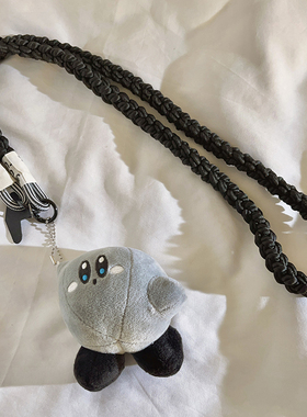 可爱灰色星之卡比公仔编织斜跨长绳适用手机壳百搭ins女款手机挂饰日韩卡通侧背挂脖户外ccd便携挂绳手机挂件