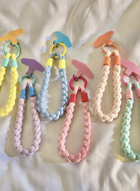 简约ins风撞色编织手机挂绳适用于手机壳可手提防丢手绳腕带挂链百搭户外结实耐用网红女款ccd钥匙扣便携挂链