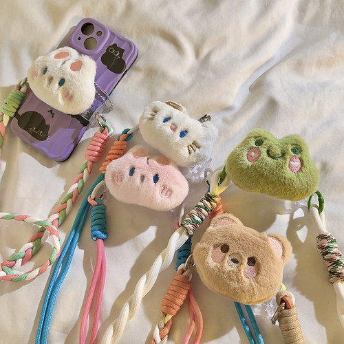 可爱毛绒小熊兔子猫咪青蛙斜挂绳