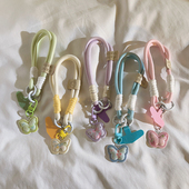 韩风少女心吊坠立体花园蝴蝶编织挂绳适用于通用手机壳百搭ins小清新手机挂链腕带式 手环钥匙扣耳机便携挂饰