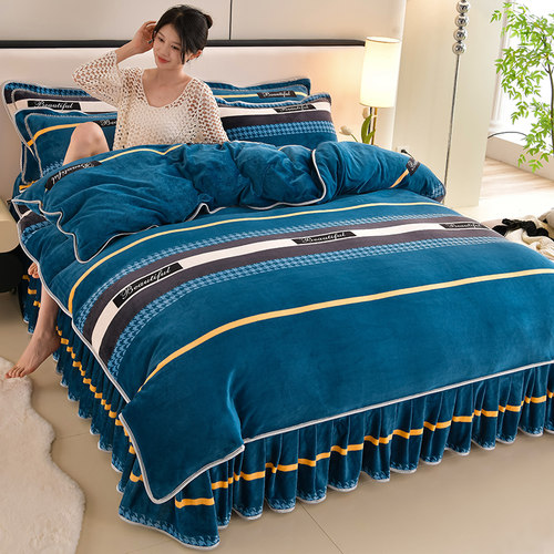 床单款4牛奶绒植物花卉加厚速暖