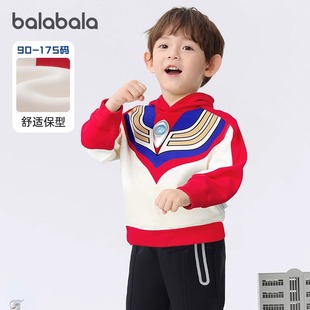 连帽上衣红色 巴拉巴拉男童卫衣百搭秋冬新款 奥特曼IP商场同款