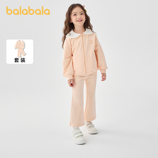 巴拉巴拉童装儿童套装女童春秋装新款针织两件套翻领长袖上衣户外
