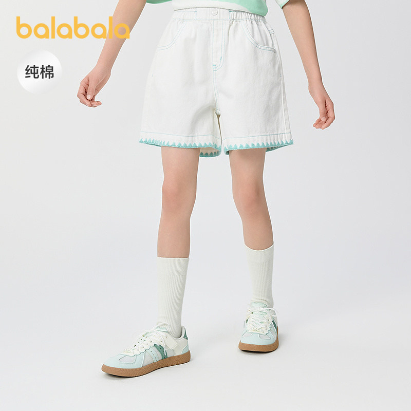 【商场同款】巴拉巴拉儿童牛仔短裤女童2025夏装新款大童裤子纯棉