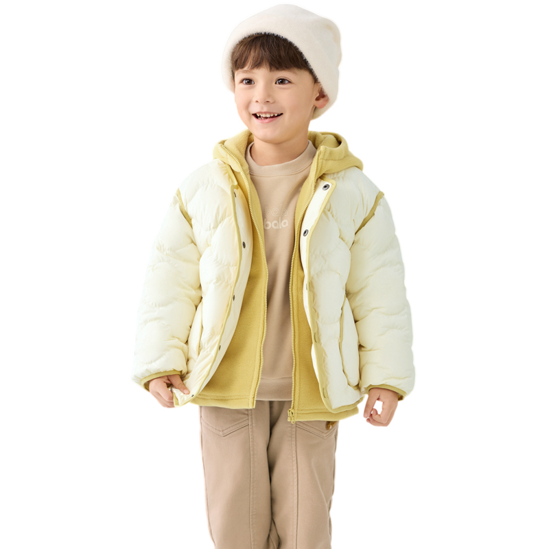 巴拉巴拉童装男童羽绒服冬装外套百搭年新款轻羽绒摇粒绒两件套女