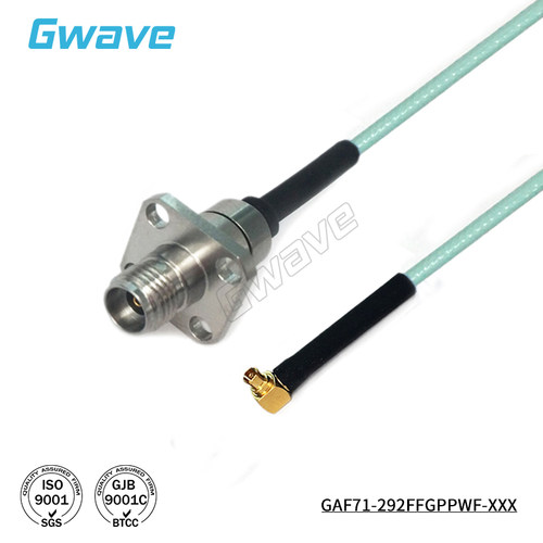 谷波互连2.92mm母-SSMP(GPPO)直角弯母射频连接线405柔性电缆 40G