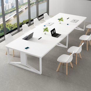 会议桌长桌现代简约家具加宽加厚商务培训桌椅组合长条工作台桌子