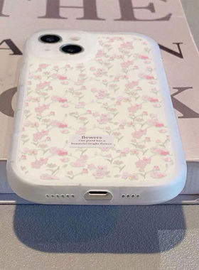 ins粉色花簇适用于苹果12/13手机壳14/15promax新款iphone11磨砂半透明xs/xr防摔mini时尚8plus女7/6s保护套