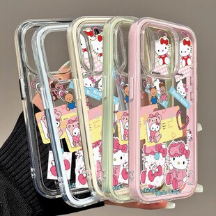 可爱睡衣KT猫适用于iPhone16手机壳15promax二合一14plus新款高级感13promax防摔12pro透明苹果11男女保护套
