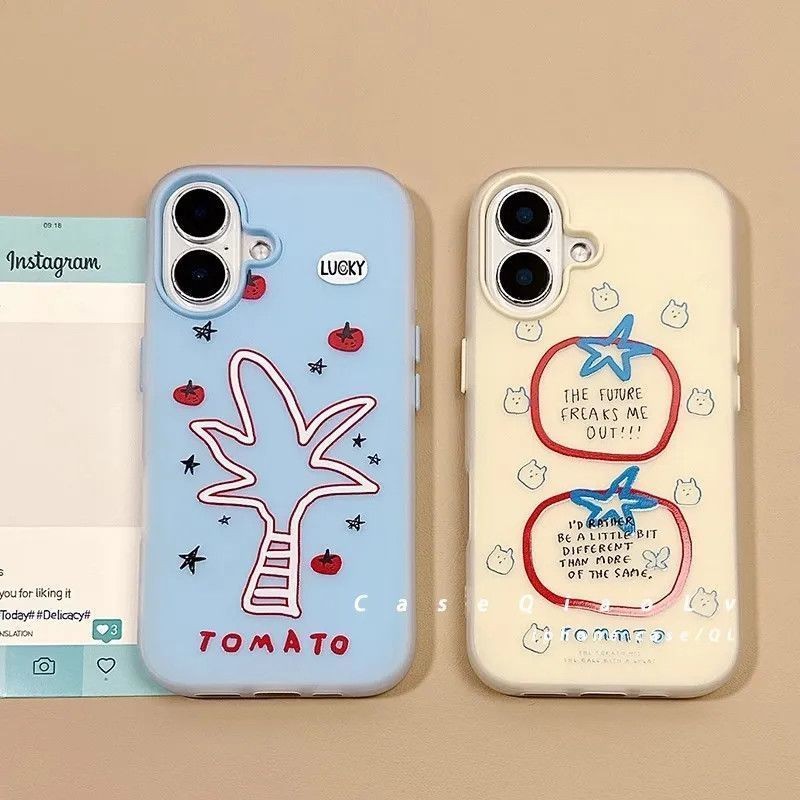 韩风涂鸦椰树适用于红米k80pro手机壳k70/k60/k50/k40高级感note10/11/12新款小米13/14/15磨砂civi4pro软套