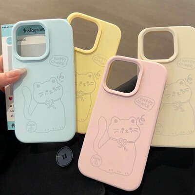 韩风线条猫咪适用于小米15/14手机壳红米k80/k70pro 新款防摔redmi13R 软硅胶note12/11Tpro 时尚女civi3软套