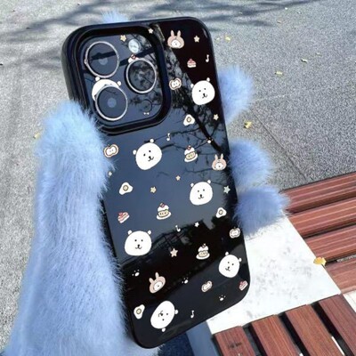 可爱自嘲熊适用于vivoy78手机壳y93/y100/y200/y300新款y51s/y35全包s20亮面s18/s16/s12防摔x90x70保护套