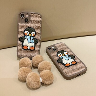 可爱毛绒企鹅适用于OPPOA6pro手机壳a93/a72/a58/a53新款reno14/13/12/11时尚k12s高级感Findx9x8软A5保护套