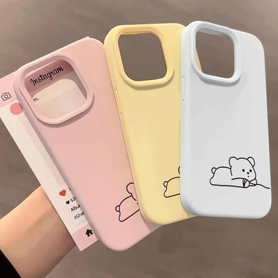 简约线条小熊适用于vivos20手机壳s19/s18/s17pro液态大孔y33s/y53s/y78防摔IQOOneo10创意z8/z9turbo保护套