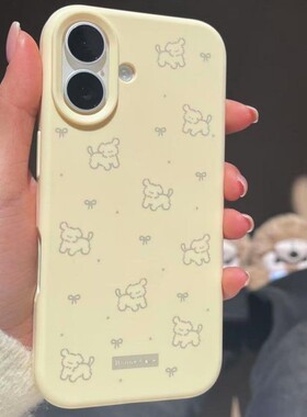 蝴蝶结小狗适用于OPPOreno14手机壳a3x/a2m/a1活力版a57 a93s新款RENO13/12/11硅胶Findx8x7 真我v23保护套