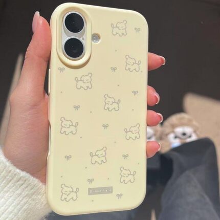 蝴蝶结小狗适用于OPPOreno14手机壳a3x/a2m/a1活力版a57 a93s新款RENO13/12/11硅胶Findx8x7 真我v23保护套