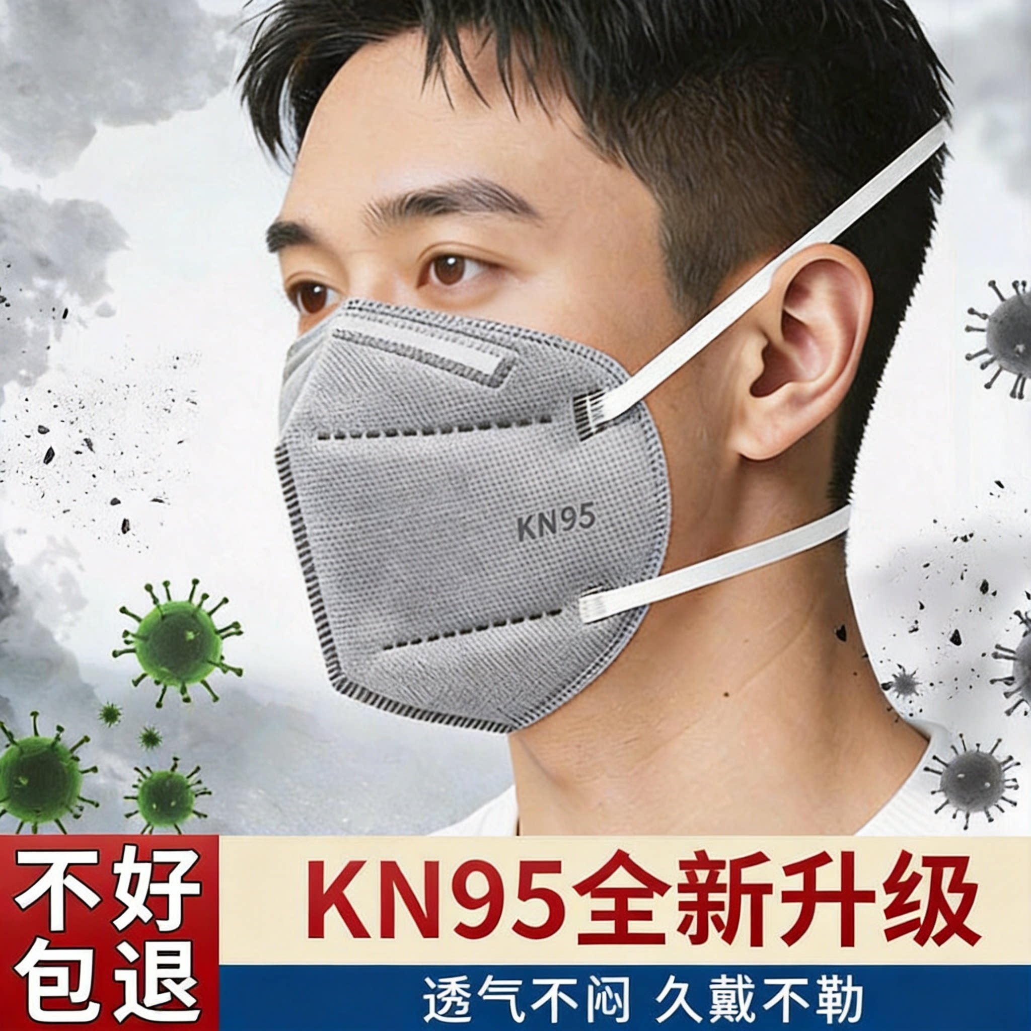 kn95口罩K N95头戴式防尘正品防工业粉尘灰尘活性炭面罩尘肺专用
