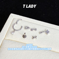 Tlady titanium alloy "Xun You" platinum-plated purple ear studs, ear bone studs, internal thread 0.9, tooth mouth decorative head thumbnail 8