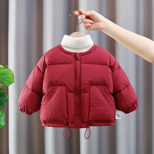 女童2024新款冬季女宝宝保暖加厚休闲宽松外套森系复古中性羽绒服