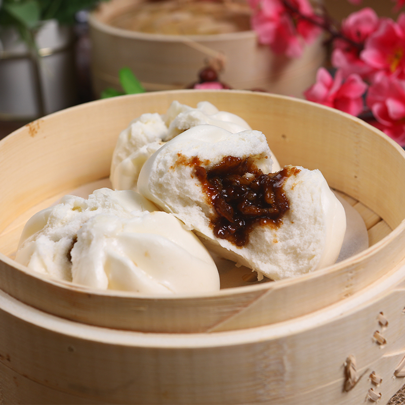 笑口叉烧包540g9个 广东速冻早餐开口叉烧包子广式早茶点心半成品