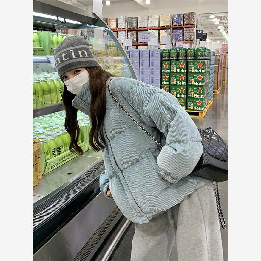 灯芯绒棉服女2025年冬季新款学生短款小个子加厚保暖羽绒棉衣外套