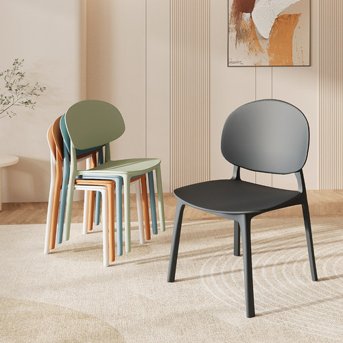 云沐语pp塑料现代可叠放餐椅