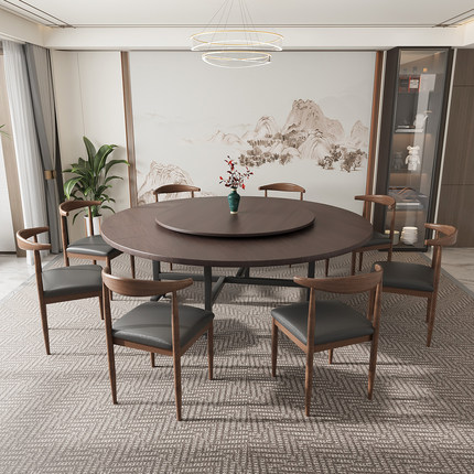 实木餐桌家用小户型圆餐桌吃饭桌子带转盘折叠桌可折叠餐桌椅组合