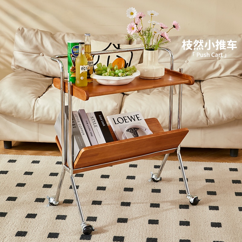 中古风家用餐车可移动边几置物架