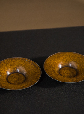 金沙纹圆铜杯托（五客）茶艺茶具桌面摆件铜制茶杯托