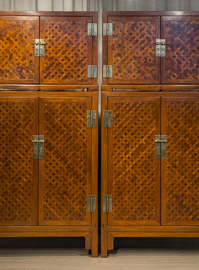 清代黄花梨顶箱柜（一对）