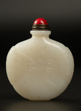 和田玉雕包福鼻烟壶摆件