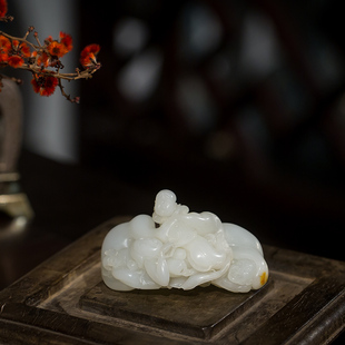 尤志光和田玉籽料春宫天然和田白玉雕手把件真品玉器摆件151.4g