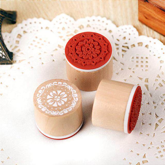 round wooden vintage pattern seal