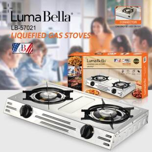 出口LumaBella57021气炉家用双灶燃气炉不锈钢金属天然气炉