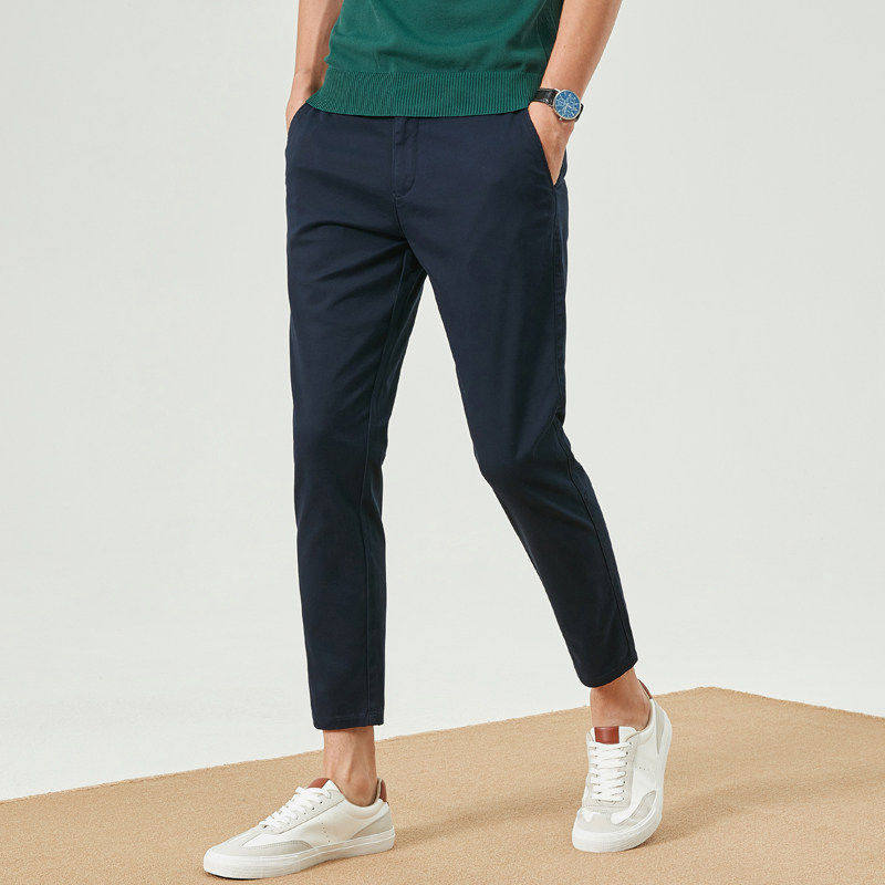 2026新款纯棉九分裤男修身弹力小脚裤显瘦男士薄款锥形休闲裤男裤,男装,休闲裤,淘宝优惠券,粉丝福利购,淘宝优惠卷