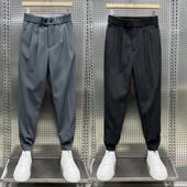小脚西裤 2024秋冬加绒加厚裤 男士 九分裤 子男款 宽松免烫垂感休闲裤
