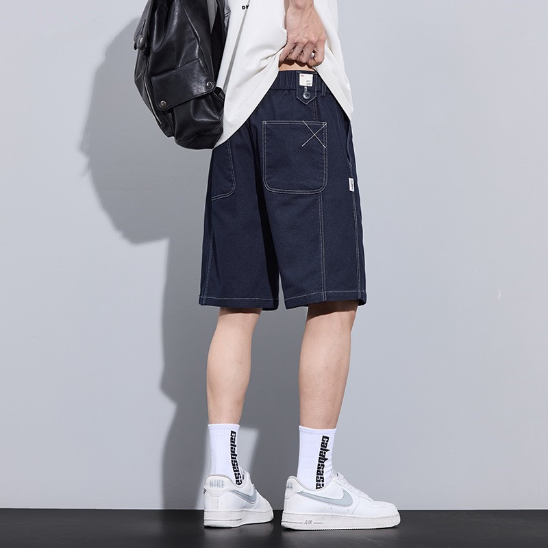 夏季薄款牛仔短裤男士2025新款直筒宽松美式潮牌休闲五分中裤子男
