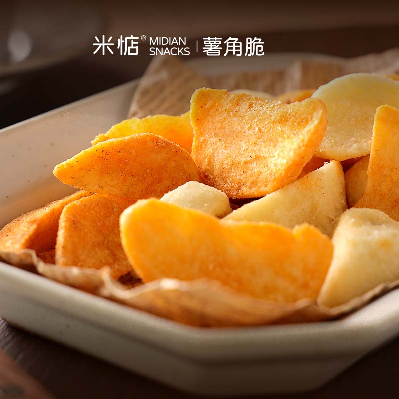 比薯条好吃！米惦薯角脆甜辣原切酥脆土豆块蒜香休闲解馋食品零食
