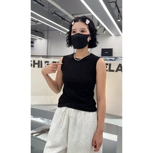 特价 诗歌兰636极简慵懒休闲黑色圆领显瘦工字背心25夏季 新款 女装