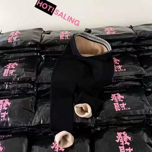 正品A888云朵裤加绒厚款秋冬季无缝灰色黑色打底裤女字母高腰弹力
