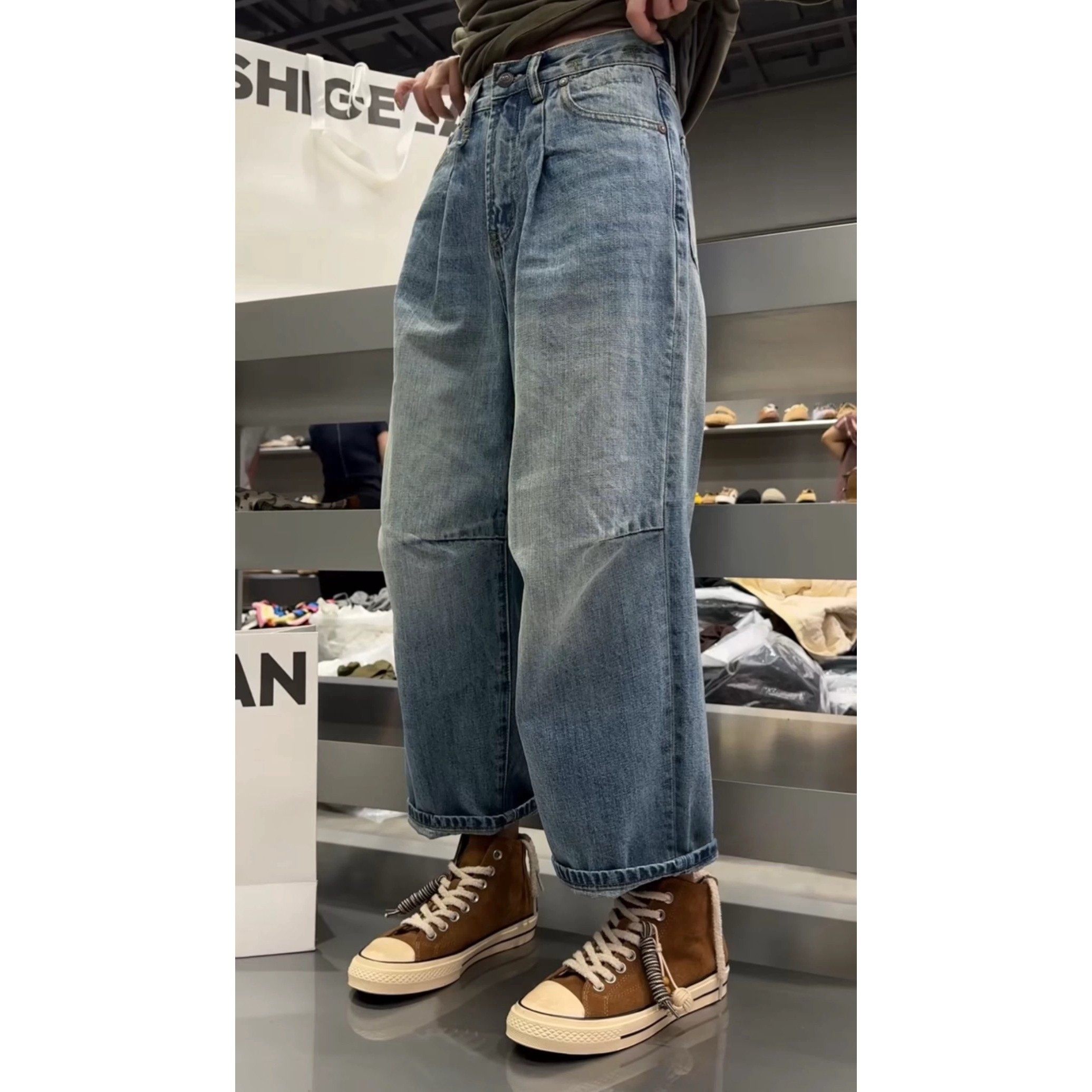 秒发诗歌兰C13221好穿街头个性九分直筒裤面包裤牛仔裤女百搭2025,女装/女士精品,牛仔裤,淘宝优惠券,粉丝福利购,淘宝优惠卷